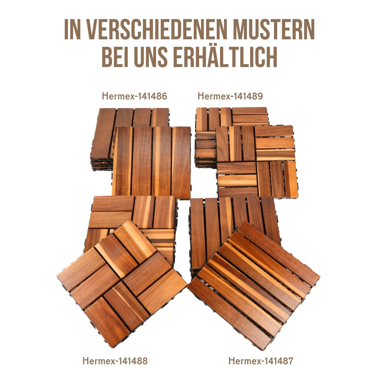 4er-Set Akazienholz-Fliesen Holzfliesen Klickfliesen Bodenplatten