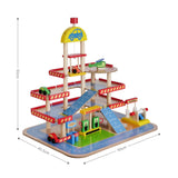 Holz-Parkhaus für Kinder mit Zubehör Parkgarage Spielzeug Spielgarage