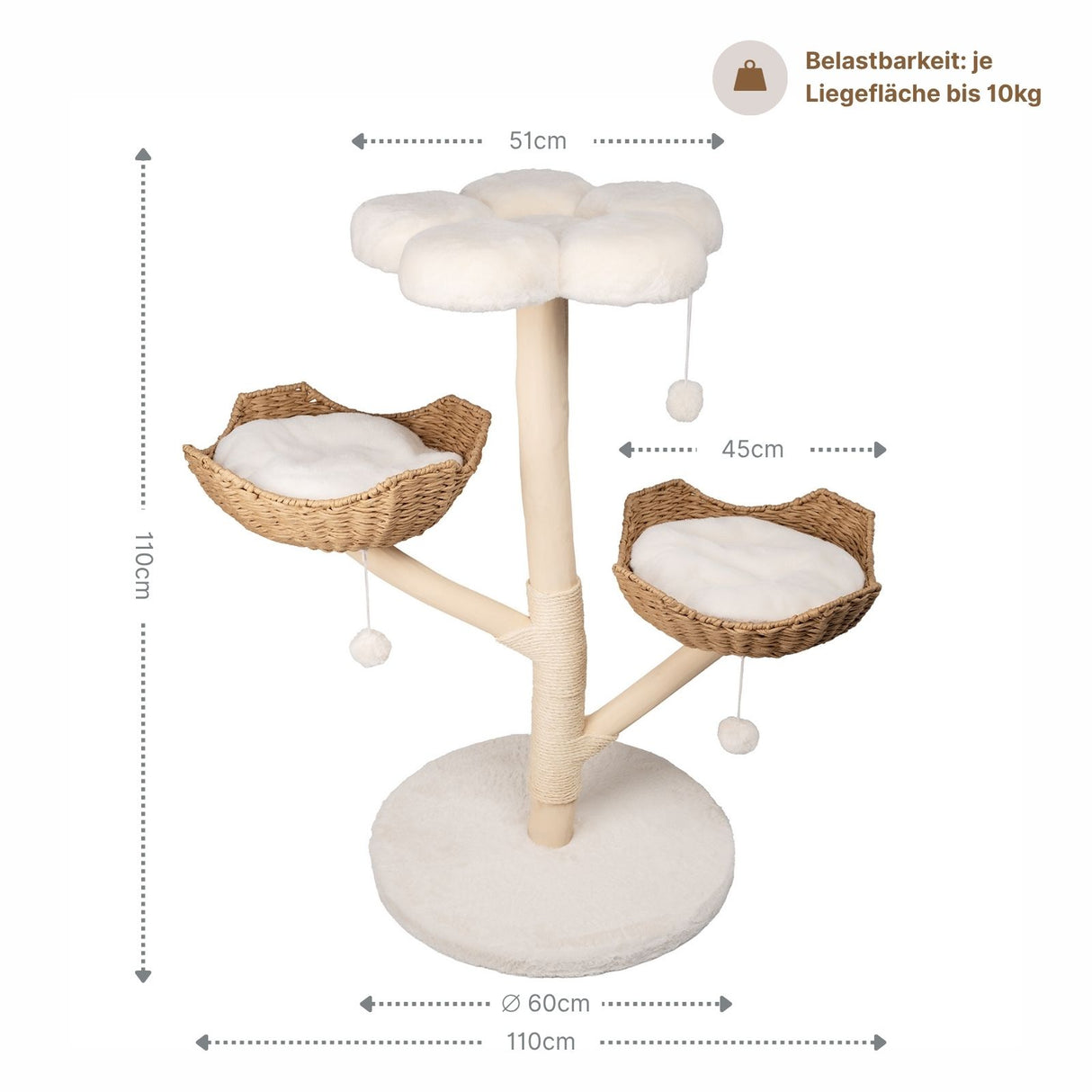 Kratzbaum mit Körben und Plattform Katzenbaum Katzenspielzeug Kletterbaum
