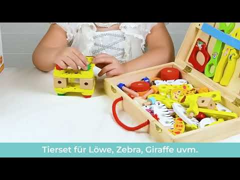 Holz-Werkzeugkasten für Kinder Kinder-Baukasten Fahrzeug-Bausatz Lernspielzeug